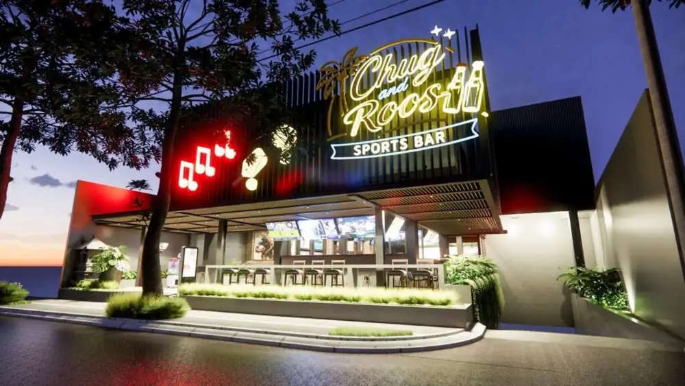 El bar deportivo Chook & Roos trae una experiencia similar a la de un estadio a Legian