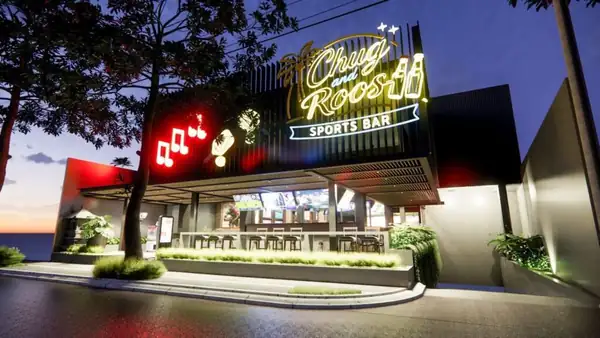 El bar deportivo Chook & Roos trae una experiencia similar a la de un estadio a Legian