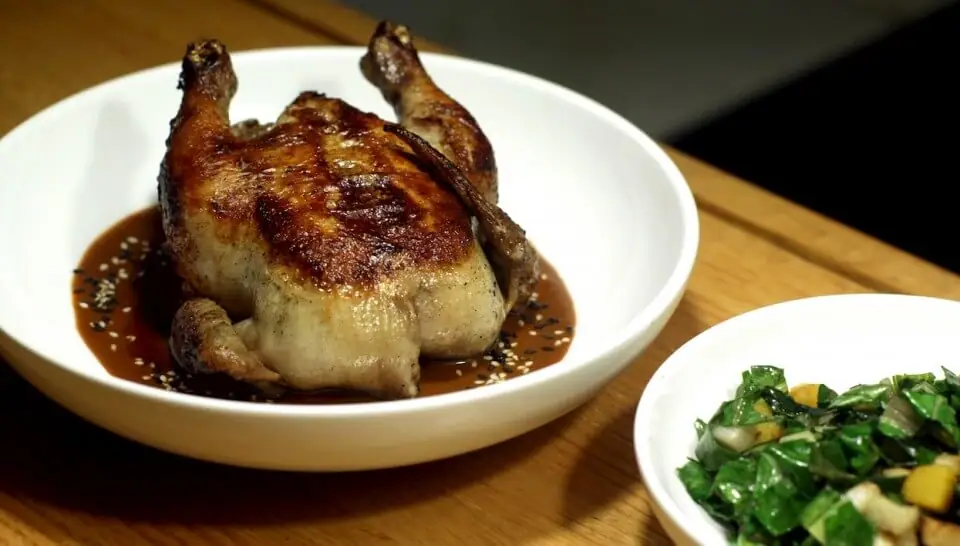 Roast Chicken with Salsa Madre, Swiss Chard and Pumpkin