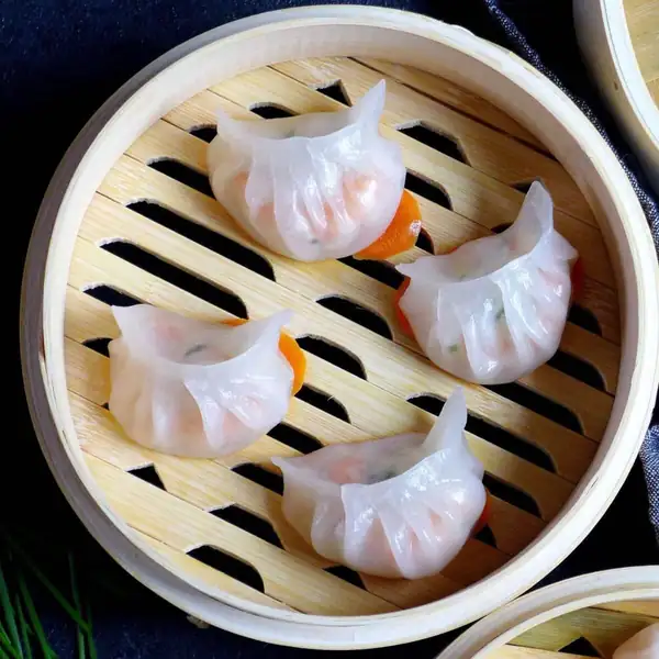 Har gow: empanadillas de camarones cristal (虾饺)rn