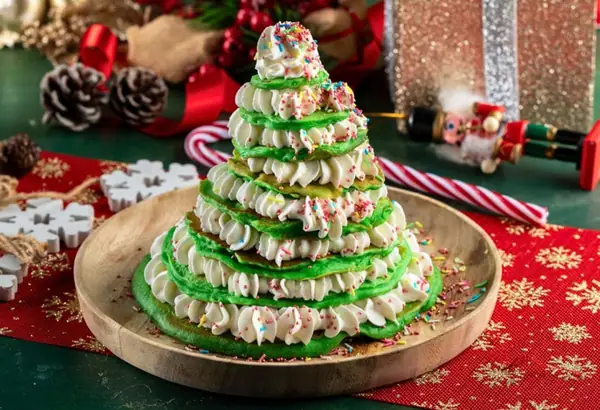 Tortitas con forma de árbol de Navidad
