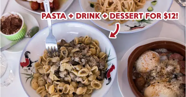 Reseña italiana de Ah Bong: Menús de pasta con postres y bebidas por $12 junto a la estación de MRT de Bugis