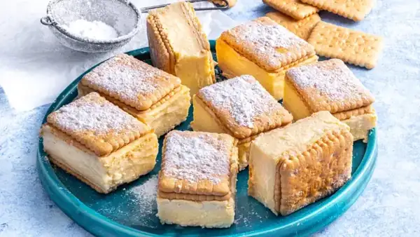 Unbaked pudding slices