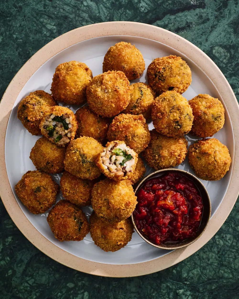 Red Pea and Collard Fritters With Smoky Tomato Jam Recipe