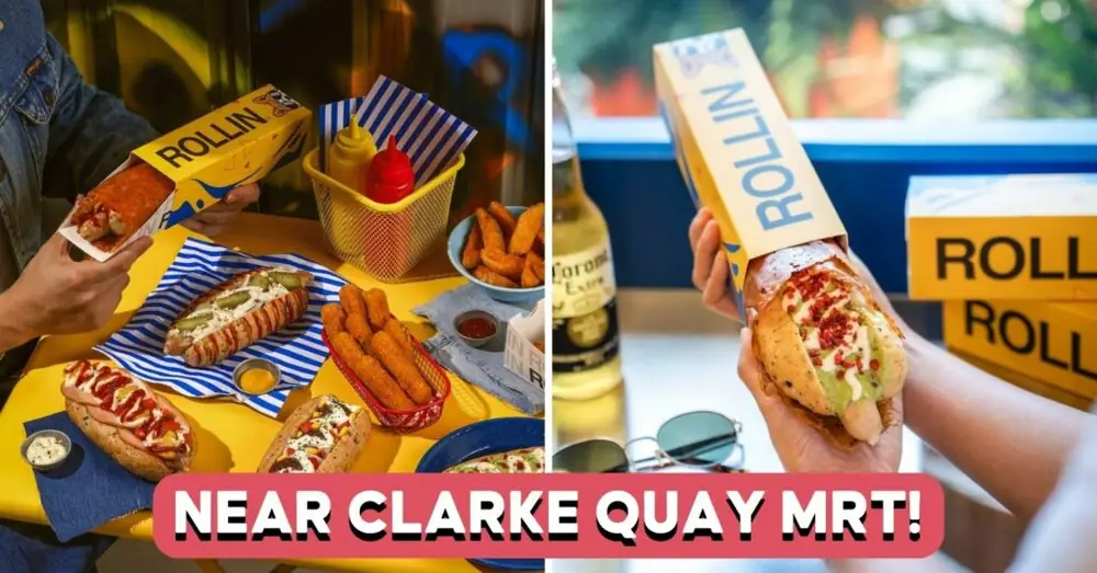 Rollin: New Hotdog Cafe With Cheese-Crusted Buns In Clarke Quay