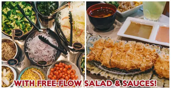Reseña de Shiokoji Tonkatsu Keisuke: Restaurante de tonkatsu con barra libre de ensaladas y salsas en Paya Lebar
