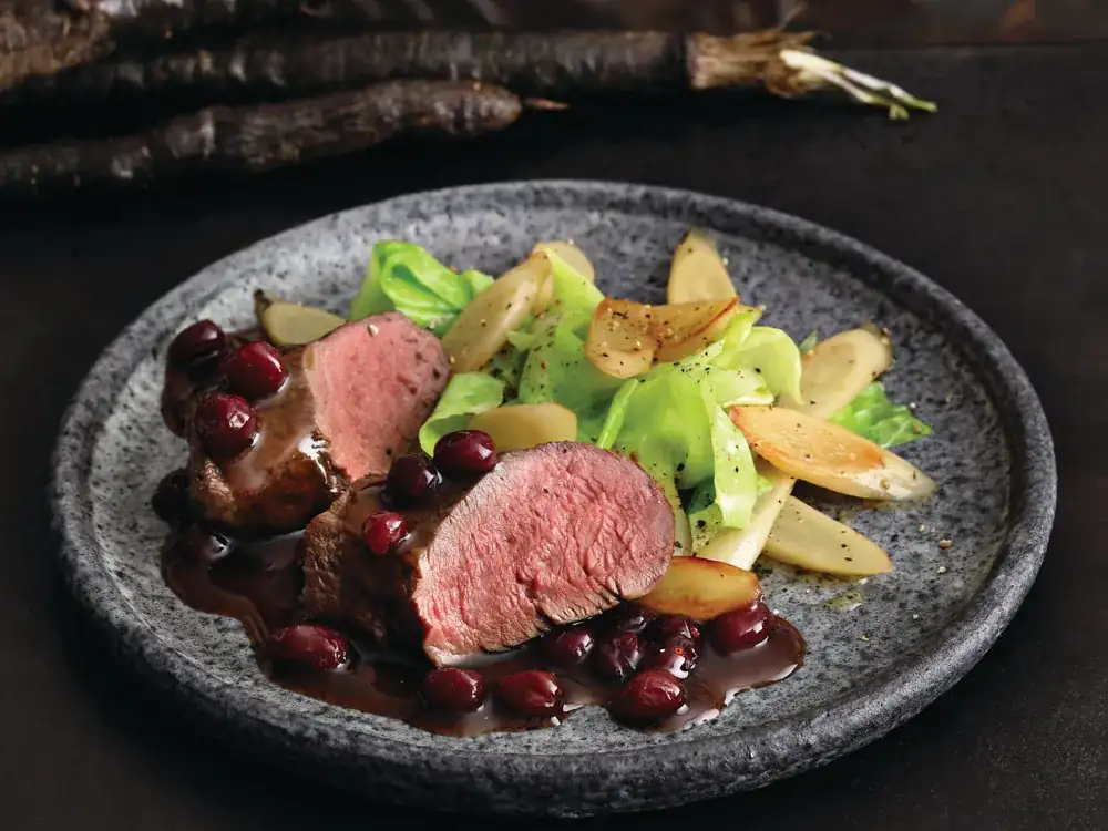 Glazed venison fillet