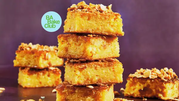 Sweet Corn Butter Mochi With Coconut Crunch