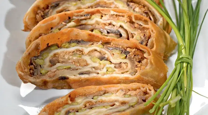 Mushroom and Asparagus Strudel