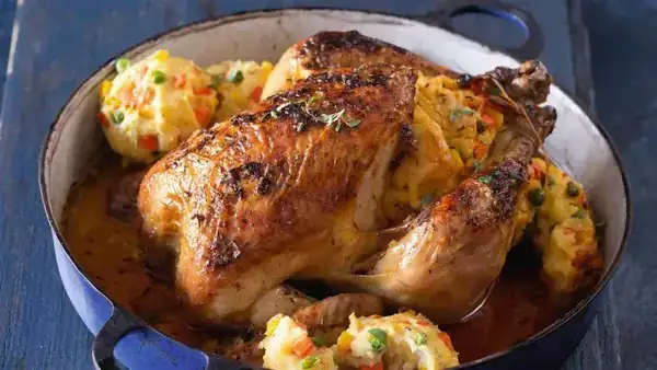Chicken with dumpling stuffing