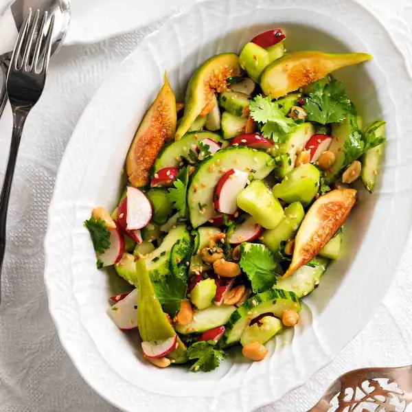 Very fresh salad of mixed cucumbers and figs