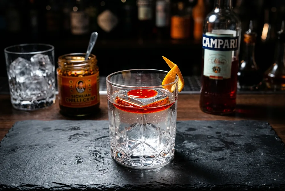 Milk-Clarified Chilli Crisp Negroni