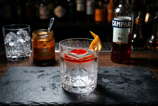 Milk-Clarified Chilli Crisp Negroni