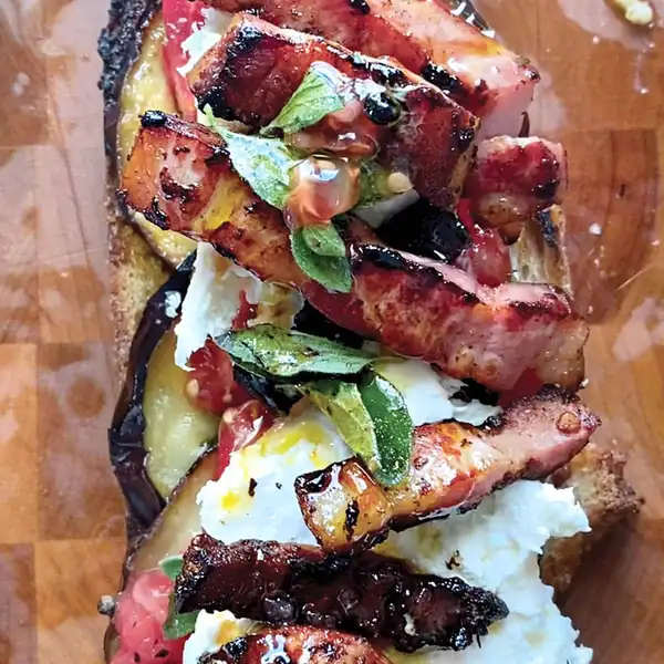 Open-Faced Tomato Eggplant Sandwich With Pancetta