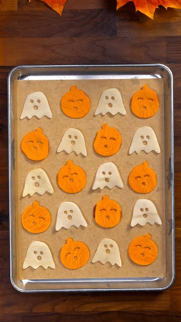 Halloween potato chips (baked sweet potato and russet)