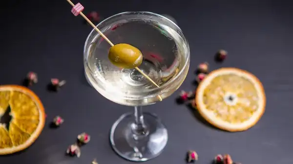 Stuff olives with vodka for a miniature dirty martini