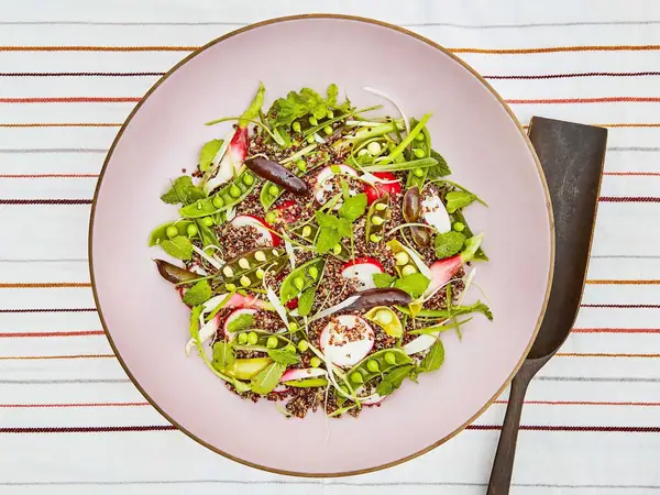 Quinoa Salad with Sugar Snap Peas, Scallions, and Mint
