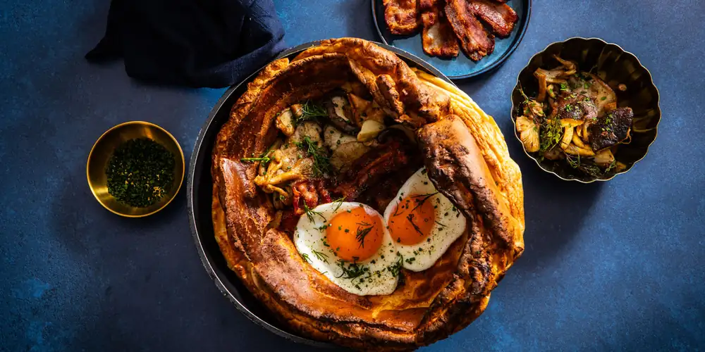 Dutch Baby With Eggs, Bacon And Mushrooms Recipe