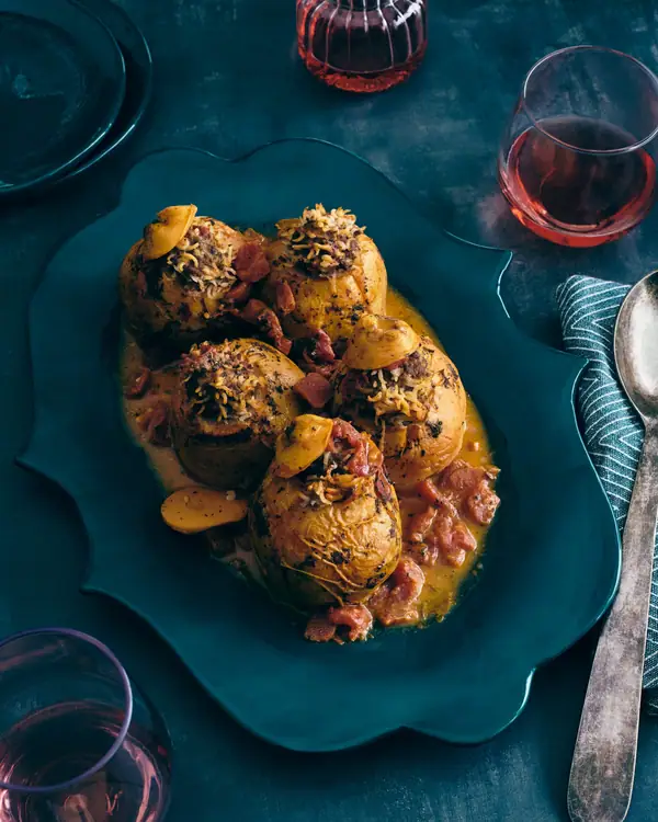 Receta de dolmas de membrillo rellenos de cordero