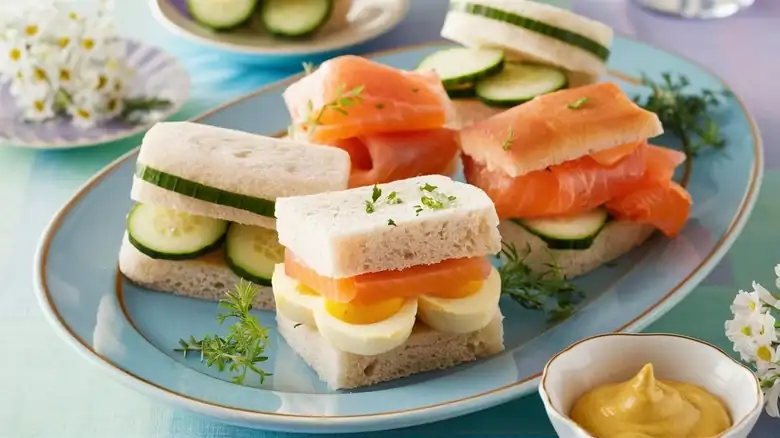 Tea sandwiches: small, refined, crustless