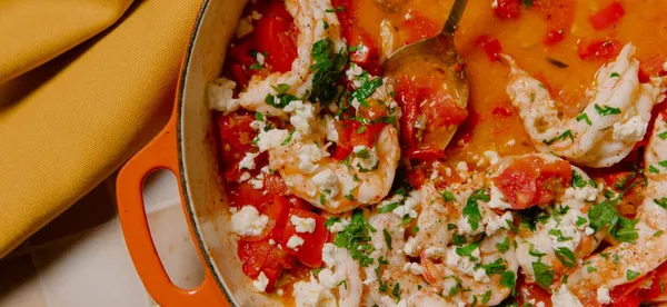 Prawn saganaki
