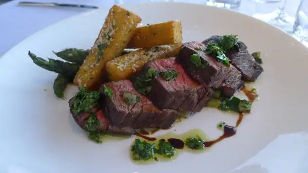 Bistro Steak with Polenta Fries and Salsa Verde