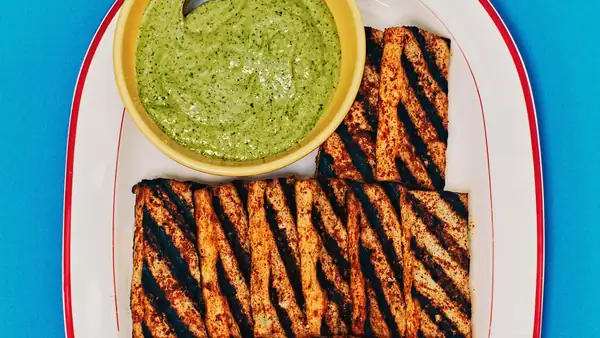 Peruvian-Style Tofu With Creamy Cilantro Sauce