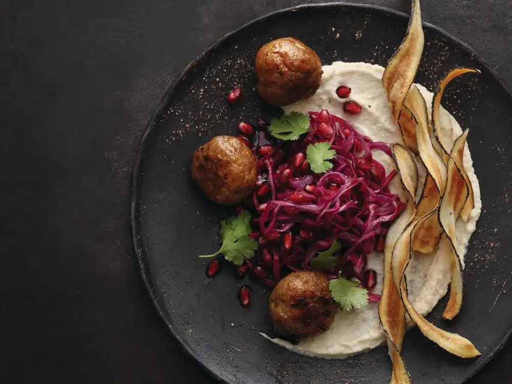 Duck kofta with red cabbage