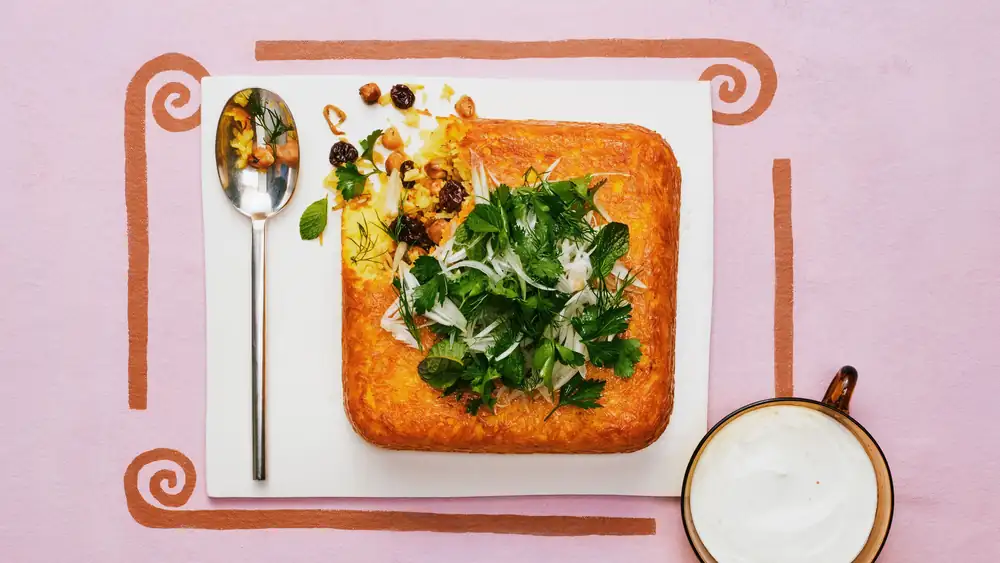 Chickpea Tachin With Herb Salad