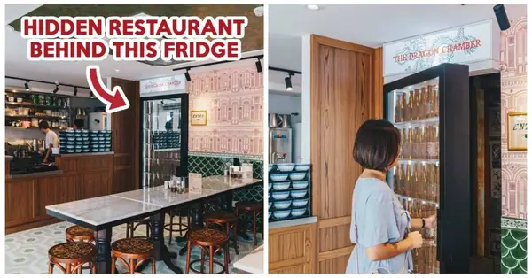 La Cámara del Dragón: Restaurante secreto escondido tras un frigorífico de cafetería en Boat Quay