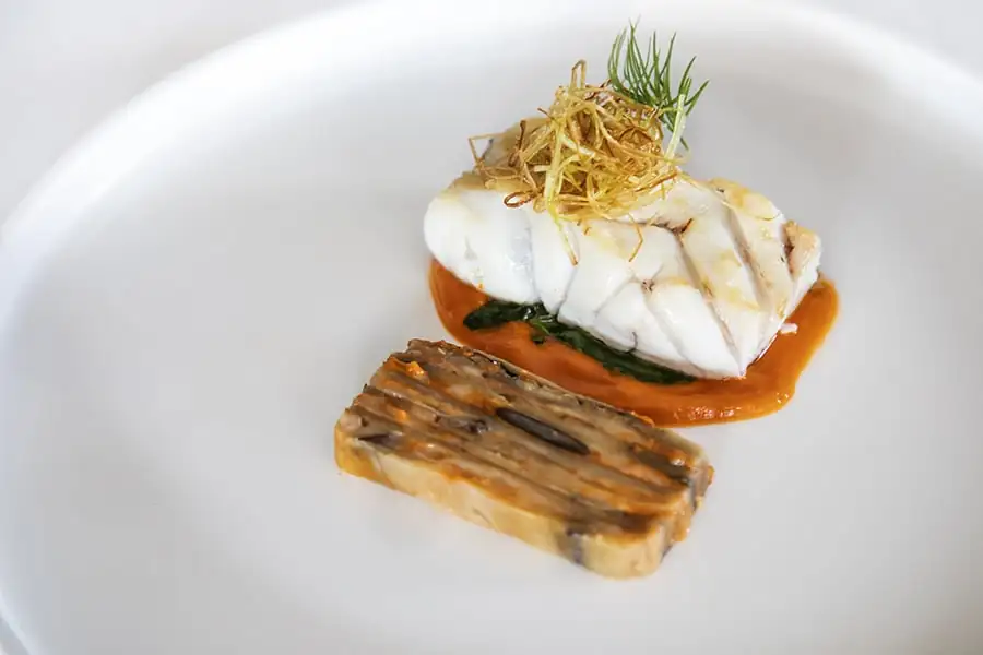 Seared Grouper with Eggplant, Parmeggiana & Tomato Fondue