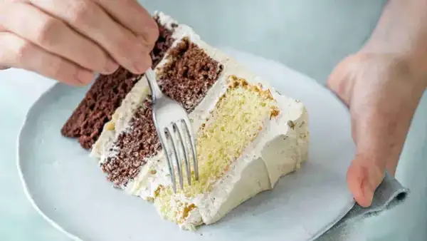 'Ombre' cake with chai spices, coffee and chocolate