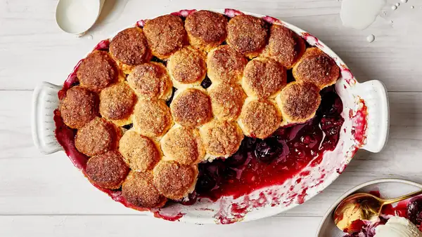 Cherry Cobbler With Lemon Cream Biscuits