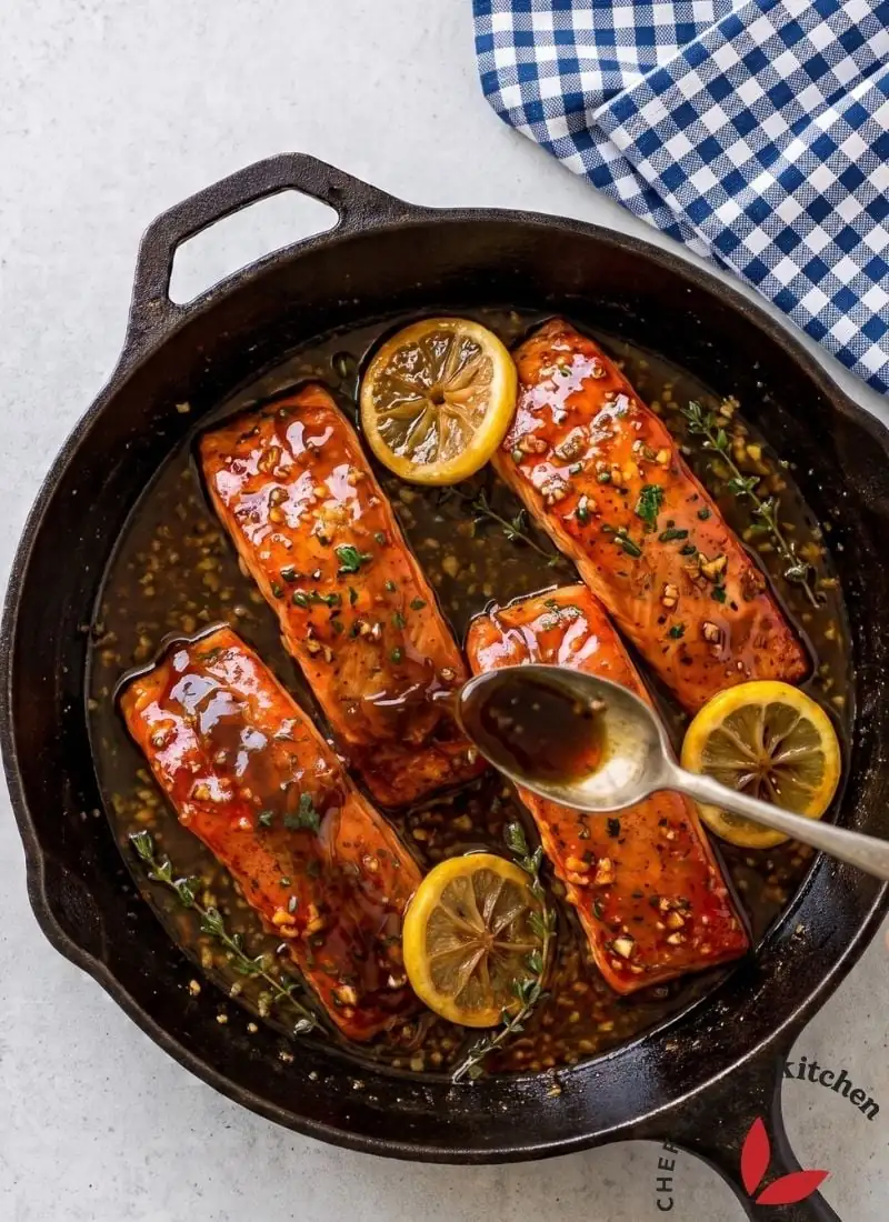Pan-seared honey-glazed salmon