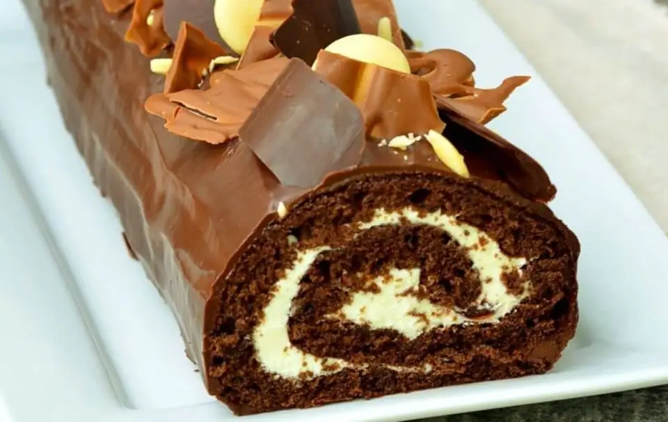 Chocolate Mascarpone Yule Log Cake