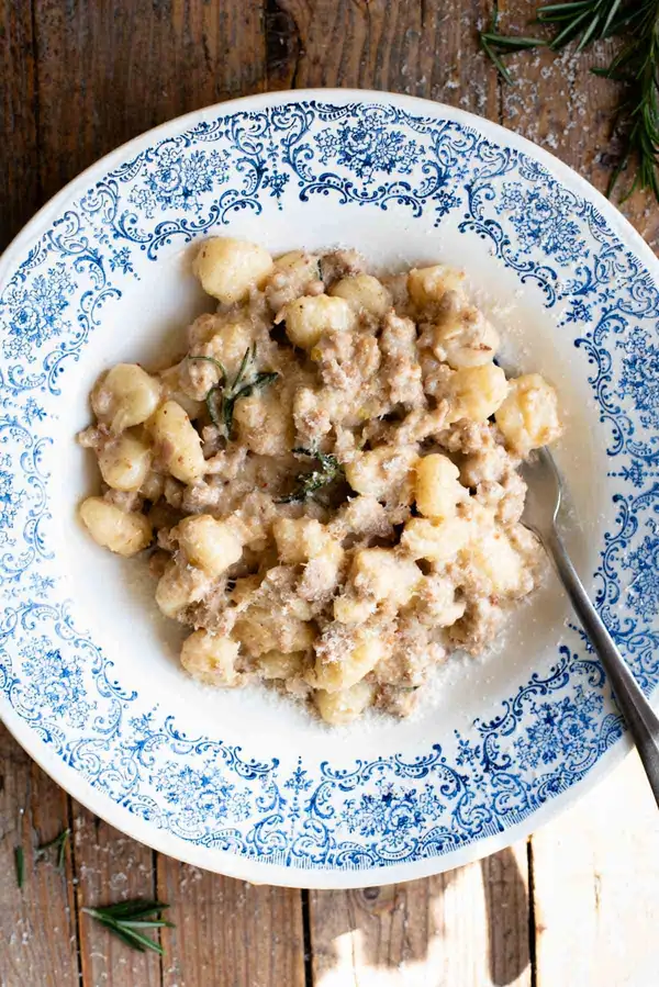 Gnocchi with Creamy White Sausage Ragu