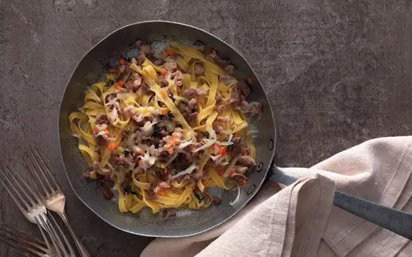 Tagliatelle With White Ragù and Pecorino
