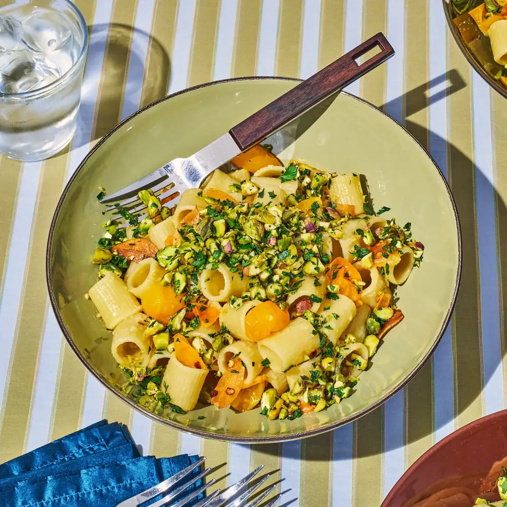 Sun Gold Tomato Pasta With Pistachio Gremolata