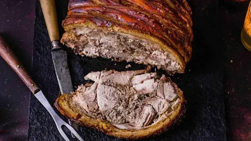 Pork shoulder with spicy stuffing