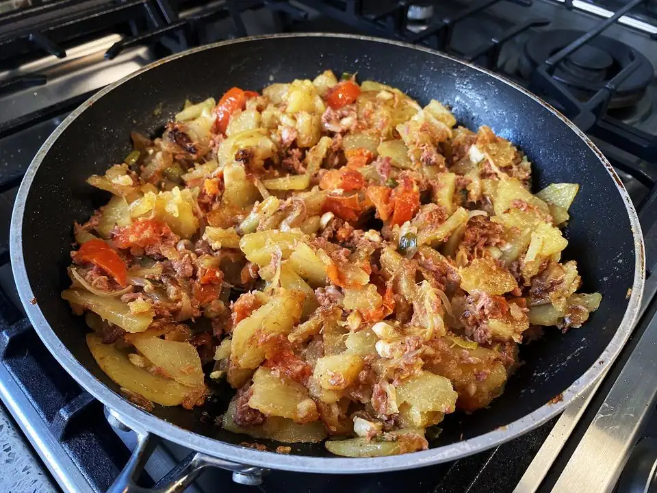 Fry Aloo with Corned Mutton (Potato and Corned Mutton)