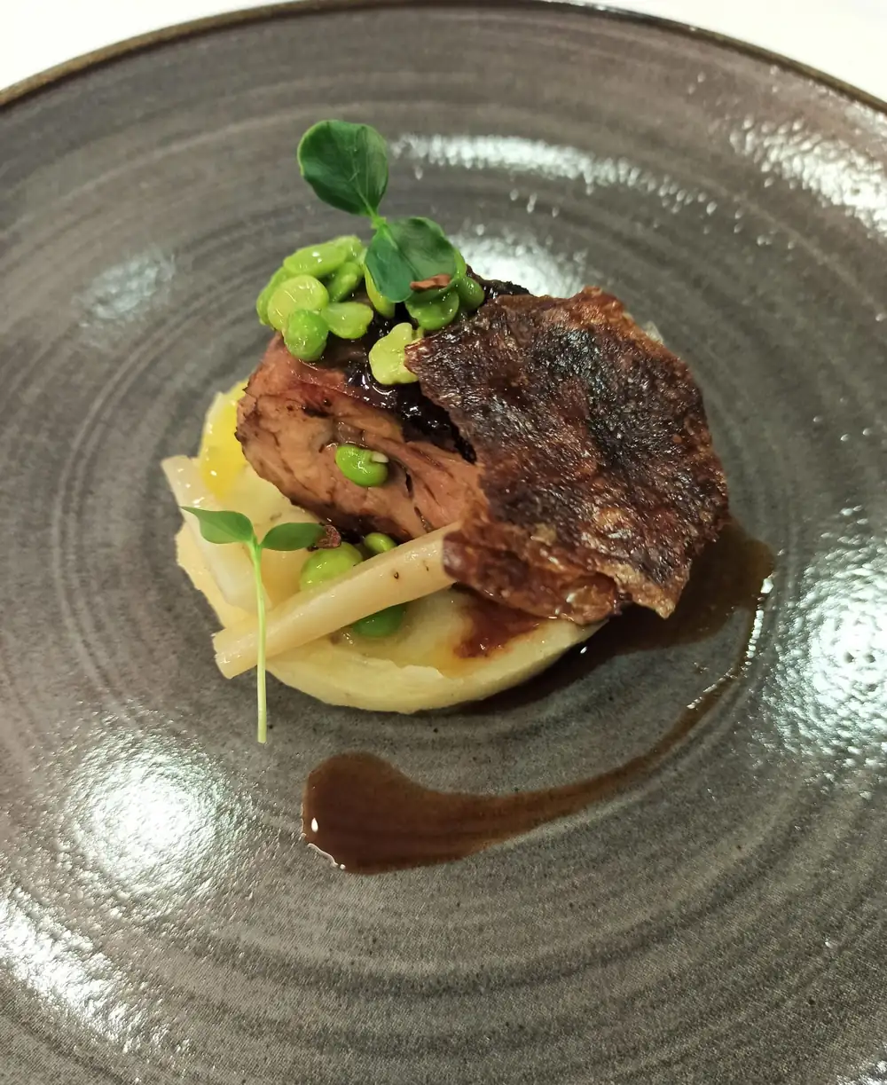 Lamb terrine with broad beans and salsify