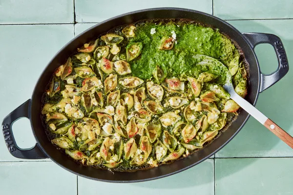Baked Feta Pasta With Green Sauce