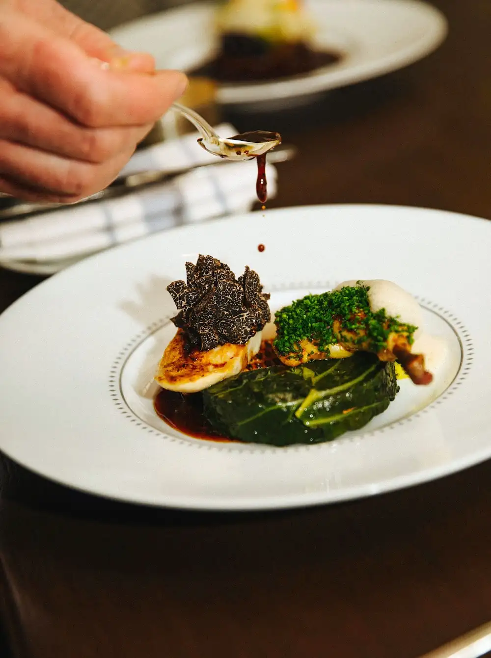 Corn-Fed Baby Chicken with Savoy Cabbage & Périgord Truffle