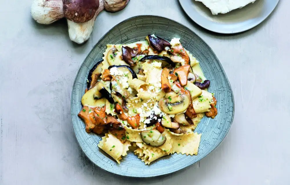 Pappardelle with Mushrooms and Castelmagno Cheese