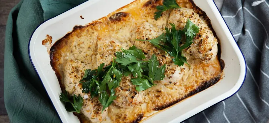 Crème fraiche crusted chicken