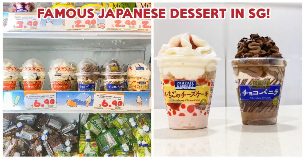 En Don Don Donki se han visto postres japoneses tipo parfait con sabores a menta con chocolate y tarta de queso con fresas