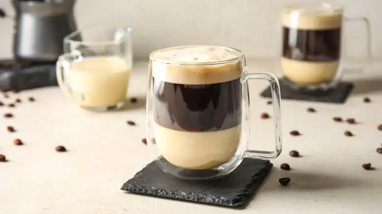 The Spanish Coffee That Features A Layer Of Sweetened Condensed Milk
