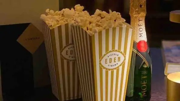 Movies, gourmet popcorn, and champagne at Rome's small Eden cinema