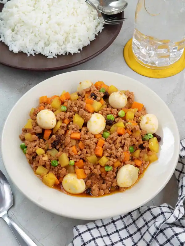 Pork Giniling with quail eggs