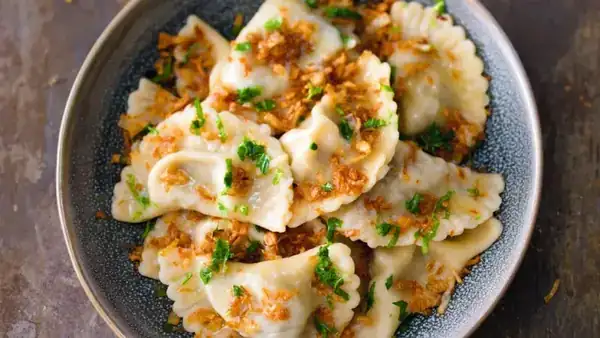 Pierogi with potato and cottage cheese filling